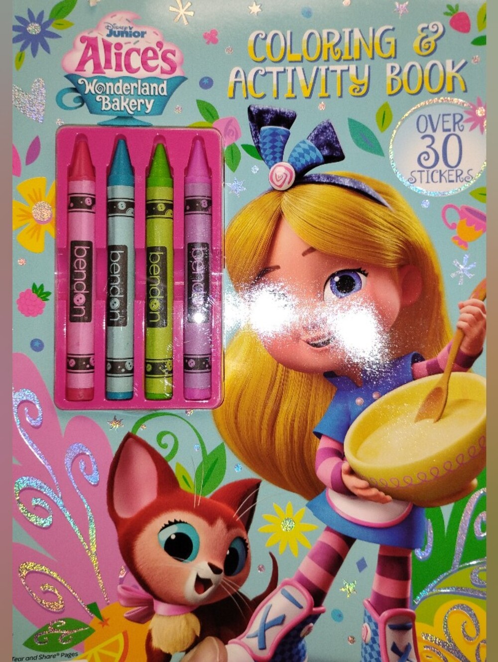 Coloring & Activity Book with Pink, Teal, Lime & Purple Crayons